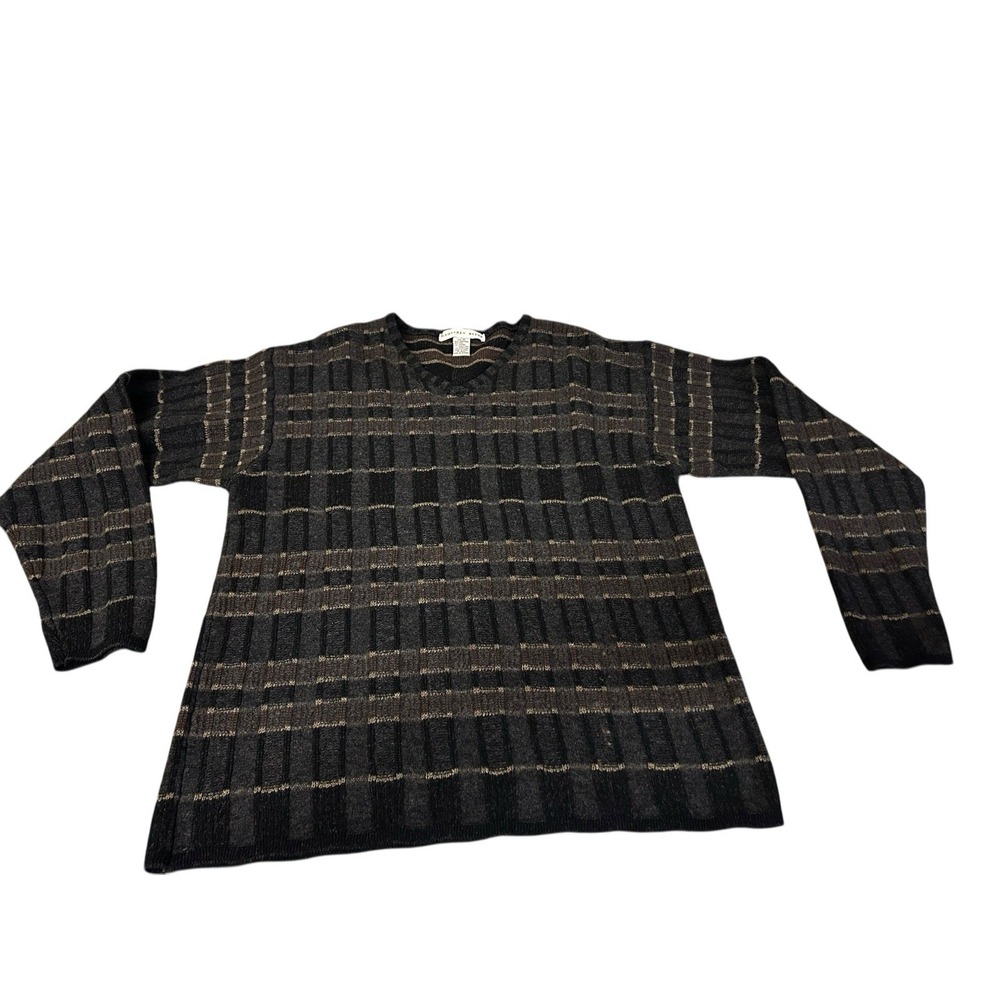 Geoffrey Beene Wool Angora Sweater Mens Size‎ XL V-Neck Pullover 3D Multicolor